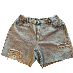 Denim Washed Ripped Shorts